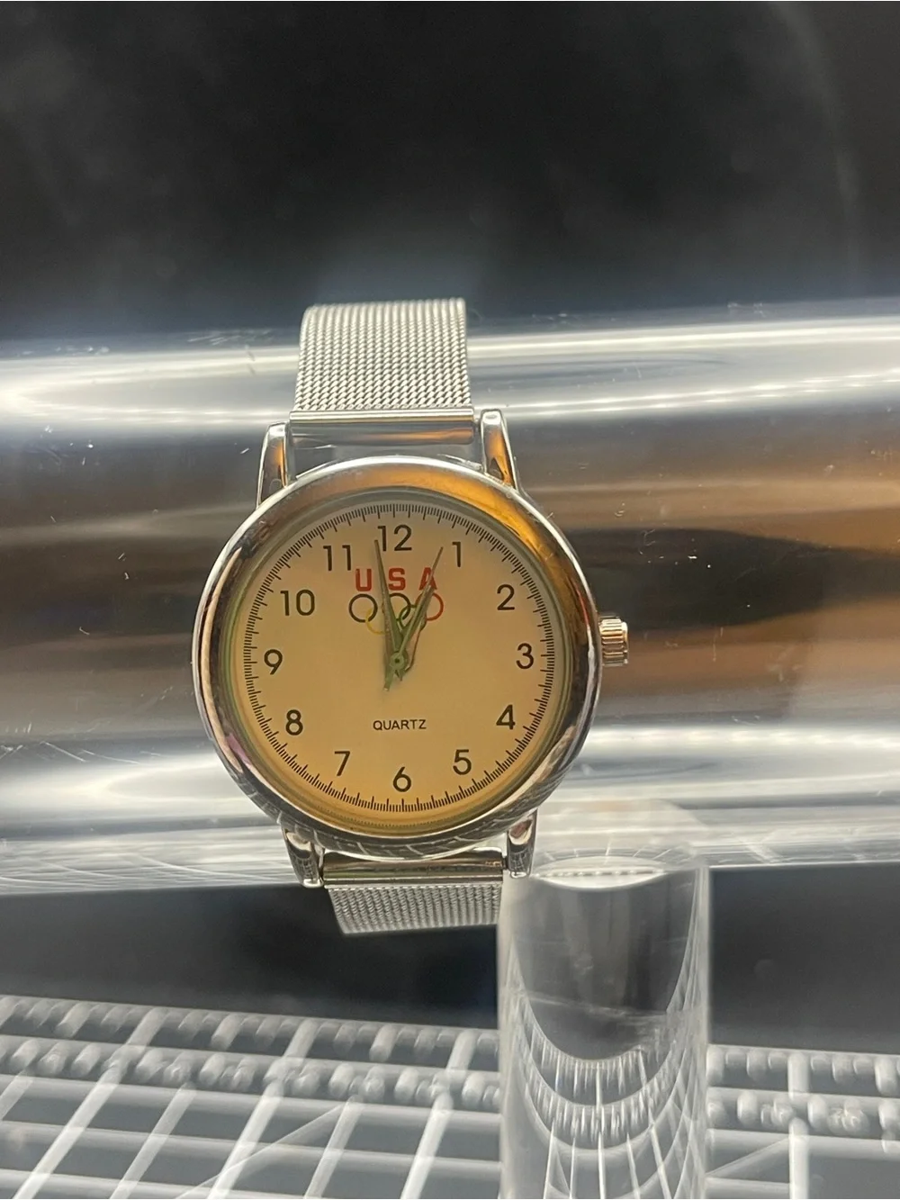 USA Olympic Silver-Tone Mesh Band Quartz Watch